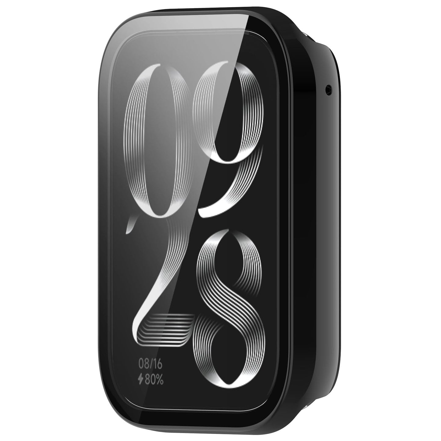 Zaščitni ovitek za Xiaomi Smart Band 8 Pro z zaščito zaslona iz kaljenega stekla – črn