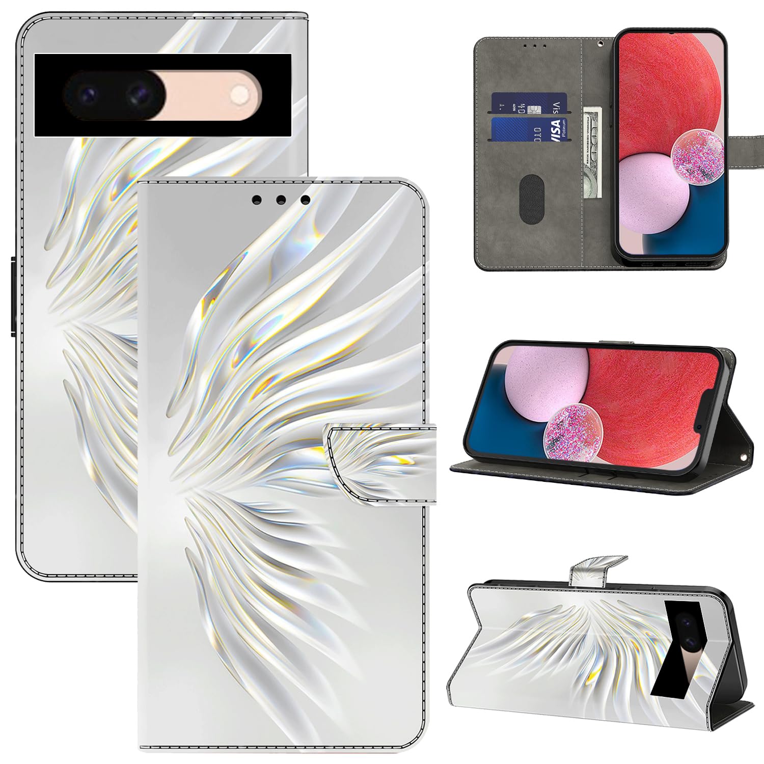 Preklopni-ovitek-za-Google-Pixel-8A-Elegant-Crystal-Wings:Preklopni ovitek za Google Pixel 8A – Elegant Crystal Wings