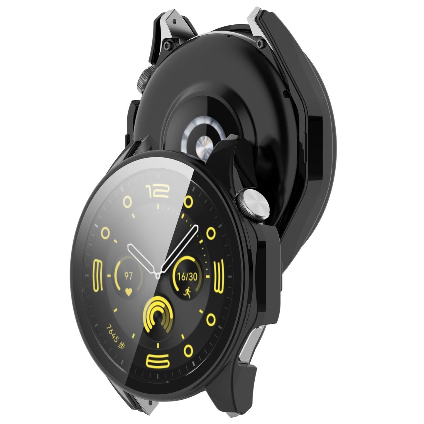 Zaščitni ovitek za Huawei Watch GT4 46 mm črn | Kaljeno steklo in popolna zaščita