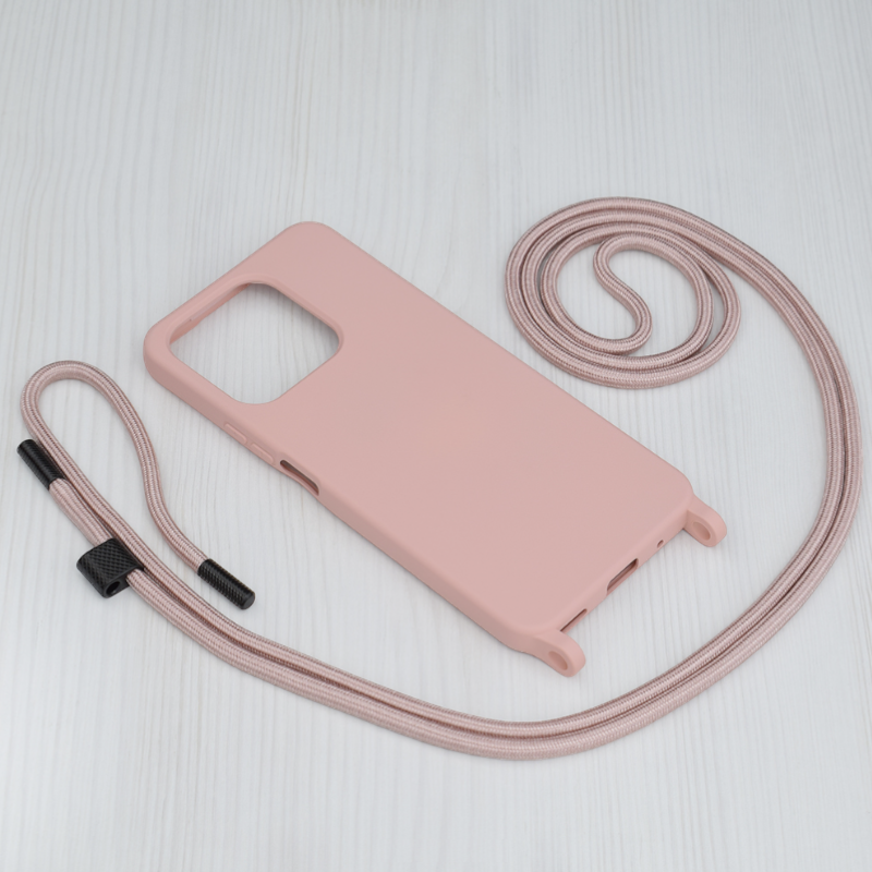 Silikonski ovitek "Crossbody Lanyard" za Honor X8 4G – Techsuit – Črna / TPU silikon