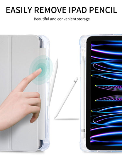 Ovitek za iPad Pro 11 (2022/2021/2020/2018) – Prozoren Zaščitni Ovitek z Zložljivim Stojalom, Jagodni Vzorec