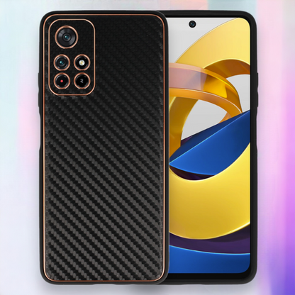 Ovitek "Leather Carbon" za Xiaomi Redmi Note 11 5G – Tel Protect – Črna / PU usnje + PC