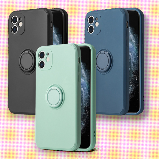 Silikonski ovitek "Silicone Ring" z držalom za Xiaomi Poco M5S – Vennus – Črna / TPU silikon