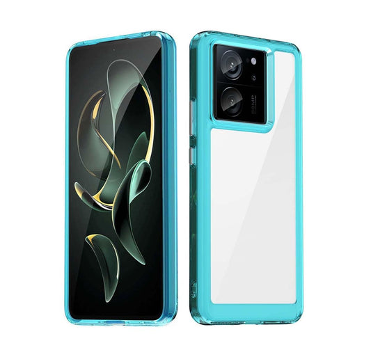 GOKEN prozirna maska za Xiaomi 13T / 13T Pro – TPU + PC, plavi rub
