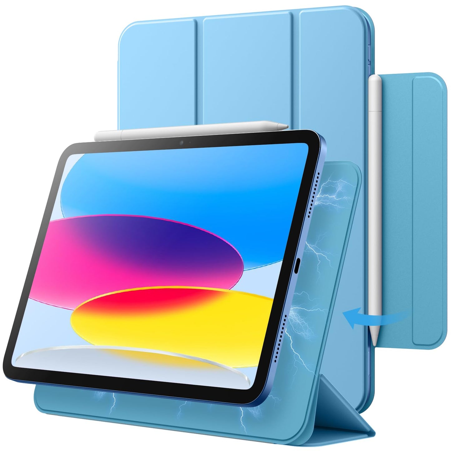 JETech magnetni ovitek za iPad 10./11. generacije (2022/2025), modra: JETech magnetni ovitek iPad 10 in 11 generacije modra zaščita pred udarci in praskami