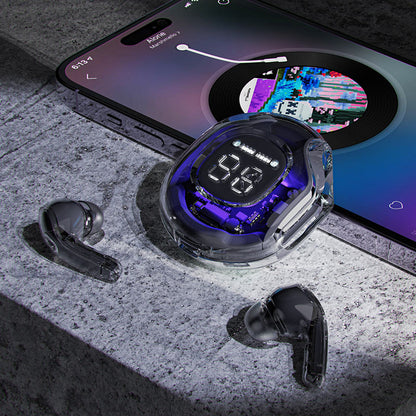 ACEFAST T8 Crystal TWS bežične slušalice – LED zaslon, AI ENC, BT 5.3 – bijele