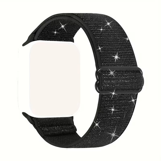Elastični najlonski pašček (glitter) za Fitbit Versa 2 / Versa Lite SE – črna