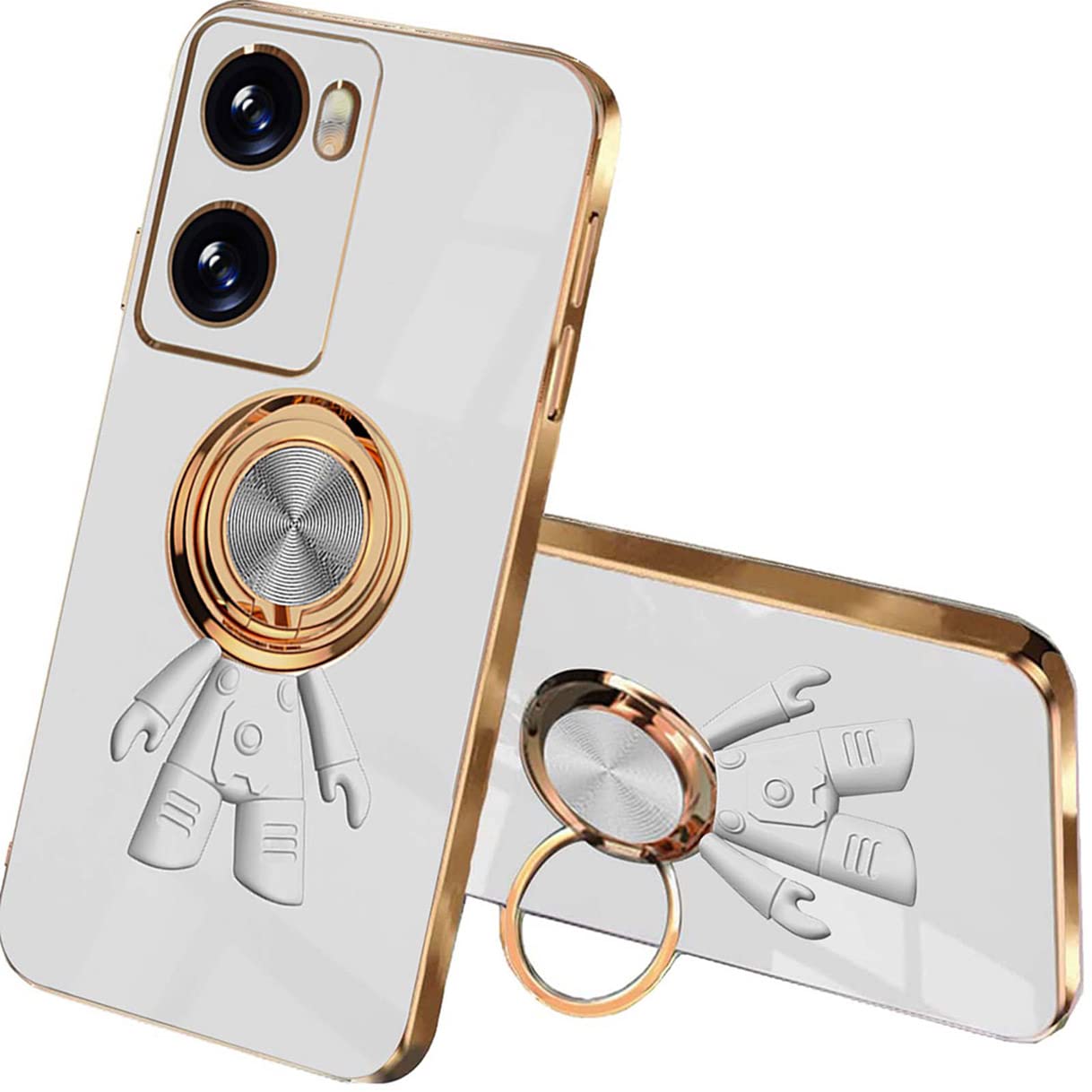HAOYE ovitek za Oppo A57s / Oppo A57 4G - Galvaniziran TPU ovitek z 360° stojalom bela