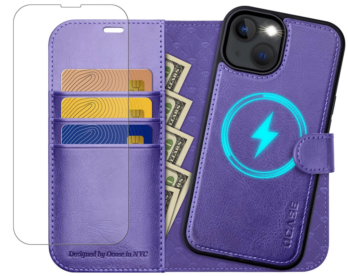 OCASE2-v-1ovitekdenarnicaza iPhone14+zaščitnosteklo-vijolična