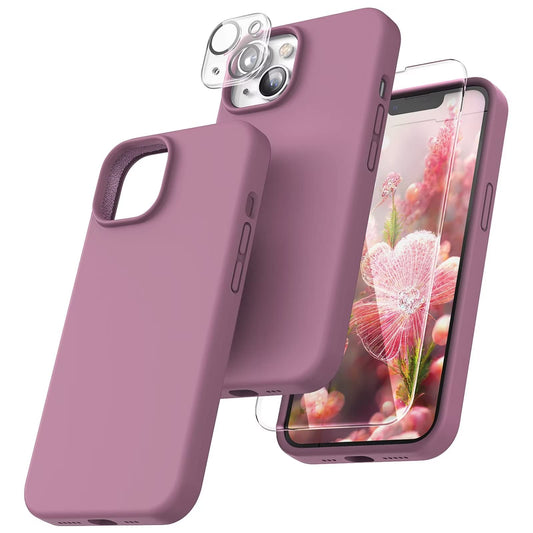 TOCOL-silikonski-ovitek-za-iPhone-14-2x-zaščitno-steklo-2x-zaščita-kamere-lila-vijolična:TOCOL silikonski ovitek za iPhone 14 + 2x zaščitno steklo + 2x zaščita kamere – lila vijolična
