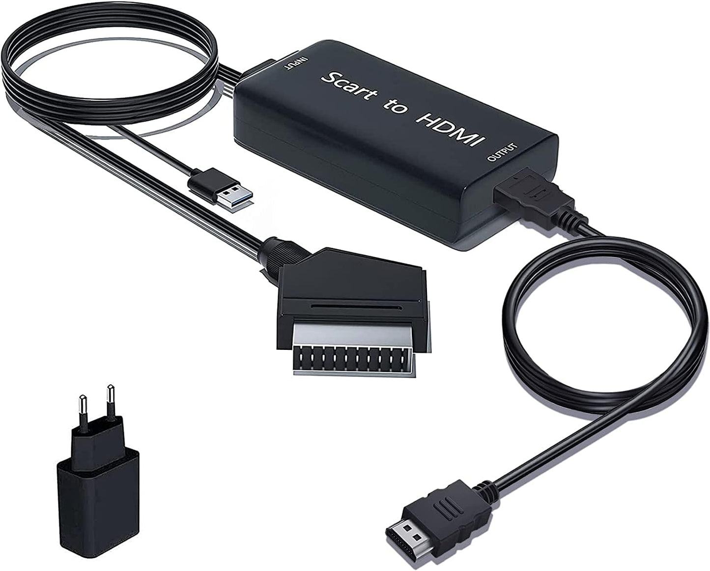 Amanka SCART na HDMI adapter s HDMI kablom in USB napajanjem
