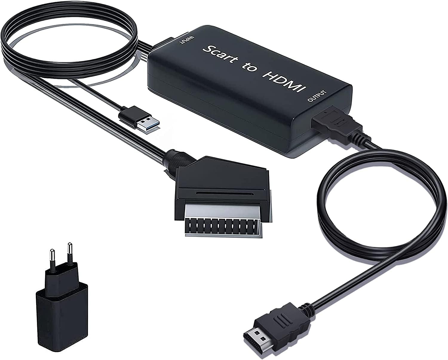 Amanka SCART na HDMI adapter s HDMI kablom in USB napajanjem
