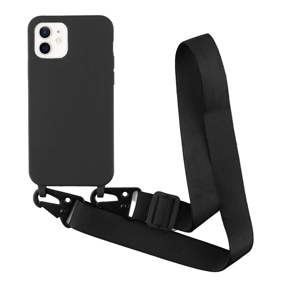 Silikonski ovitek Bigcousin s trakom za iPhone 12 Mini – črna