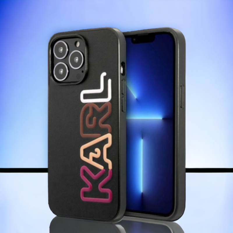 Ovitek Karl Lagerfeld "Black" za iPhone 13 Pro (KLHCP13LPCOBK) – Črna / PC + TPU silikon + Ekološko usnje