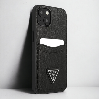 Ovitek Guess "Saffiano Triangle Logo" za iPhone 13 Mini - črna (GUHCP13SPSATPK)