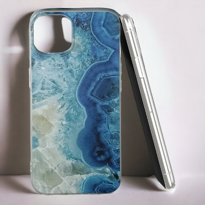 Silikonski ovitek "Marble 2" za iPhone 14 – Infostyle – Svetlo modra / TPU silikon