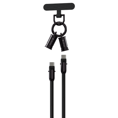 Devia Extreme Speed 2-v-1 USB-C kabel (ogrlica) – 60 W, 1,2 m, črna