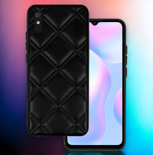 Silikonski ovitek "Checkered Leather 3D" za Samsung Galaxy A04s - črna – Infostyle – Črna / PU usnje + PC