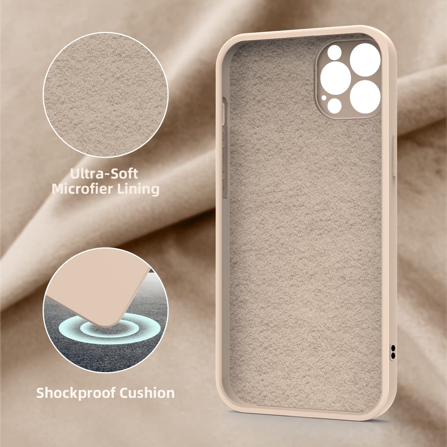 ElestBela silikonski ovitek za iPhone 13 Pro – ultra tanek zaščitni ovitek z mikrovlakni (kaki)