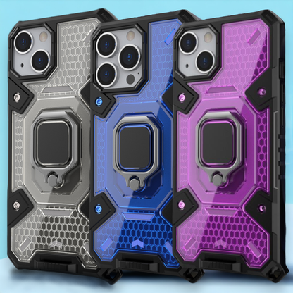 Silikonski ovitek "Honeycomb armor ring" za iPhone 13 Mini – Infostyle – Črna / PC + TPU silikon