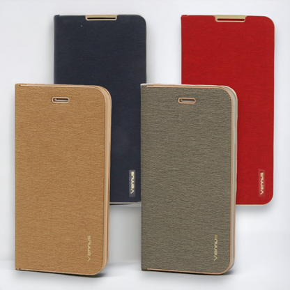 Preklopna torbica "Vennus - chic" za Samsung Galaxy A23 4G/5G – Temno modra / Ekološko usnje + TPU silikon
