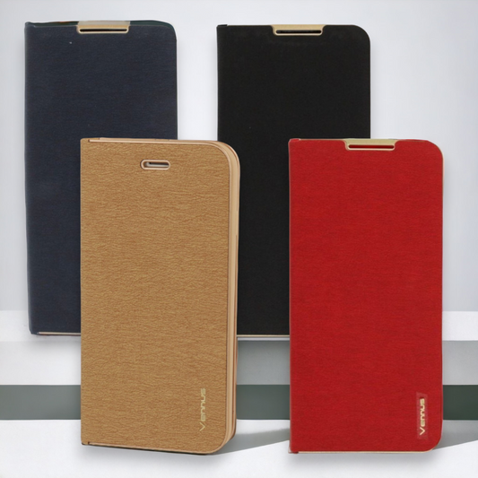 Preklopna torbica "Vennus - chic" za Xiaomi Redmi Note 10 Pro – Rdeča / Ekološko usnje + TPU silikon