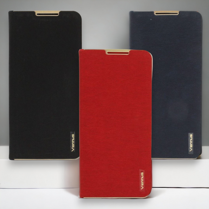 Preklopna torbica "Vennus - chic" za Samsung Galaxy A04 – Črna / Ekološko usnje + TPU silikon