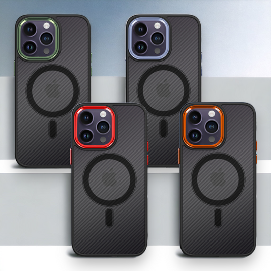Ovitek "Magnetic Carbon - MagSafe" za iPhone 14 Pro – Tel Protect – Temno zelena / PC + TPU silikon