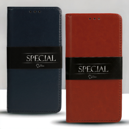 Preklopna torbica "special" za Samsung Galaxy S24 Ultra – Infostyle – Temno modra / Naravno usnje + TPU silikon