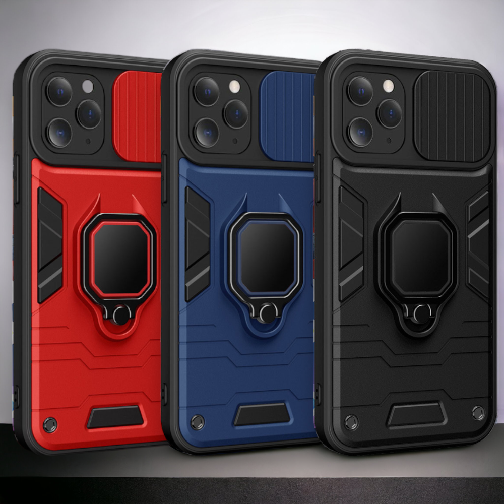 Silikonski ovitek "ring lens" za iPhone 14 Pro Max – Infostyle – Črna / PC + TPU silikon