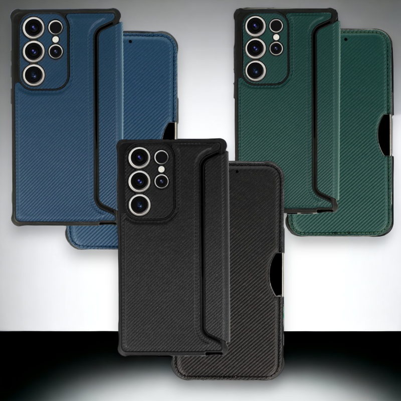 Preklopna torbica "razor" za Samsung Galaxy S23 Ultra – Infostyle – Temno zelena / Ekološko usnje + TPU silikon