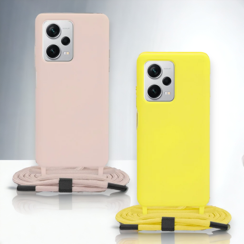 Silikonski ovitek "Crossbody Lanyard" za Xiaomi Redmi Note 12 5G – Techsuit – Svetlo roza / TPU silikon