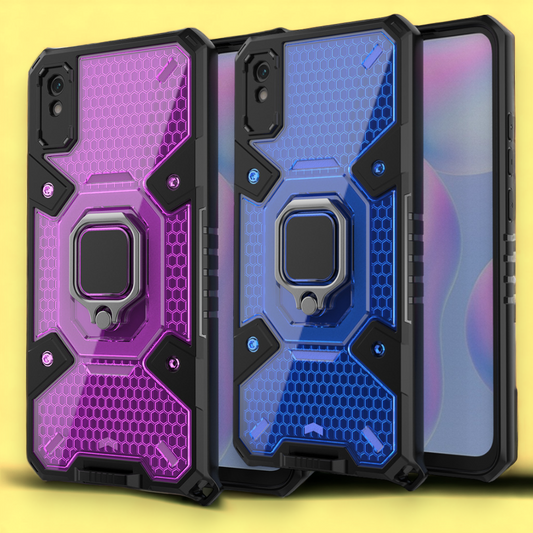 Silikonski ovitek "Honeycomb armor ring" za Xiaomi Redmi 9A – Infostyle – Temno modra / PC + TPU silikon