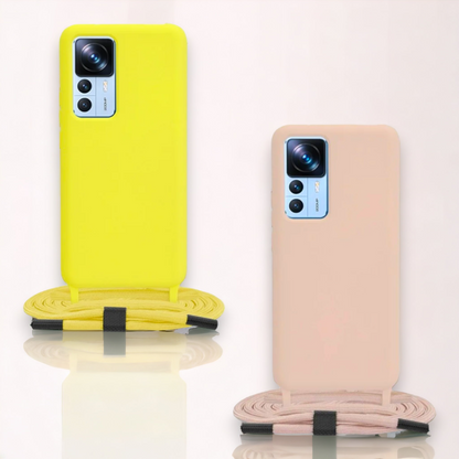 Silikonski ovitek "Crossbody Lanyard" za Xiaomi 12T – Techsuit – Svetlo roza / TPU silikon