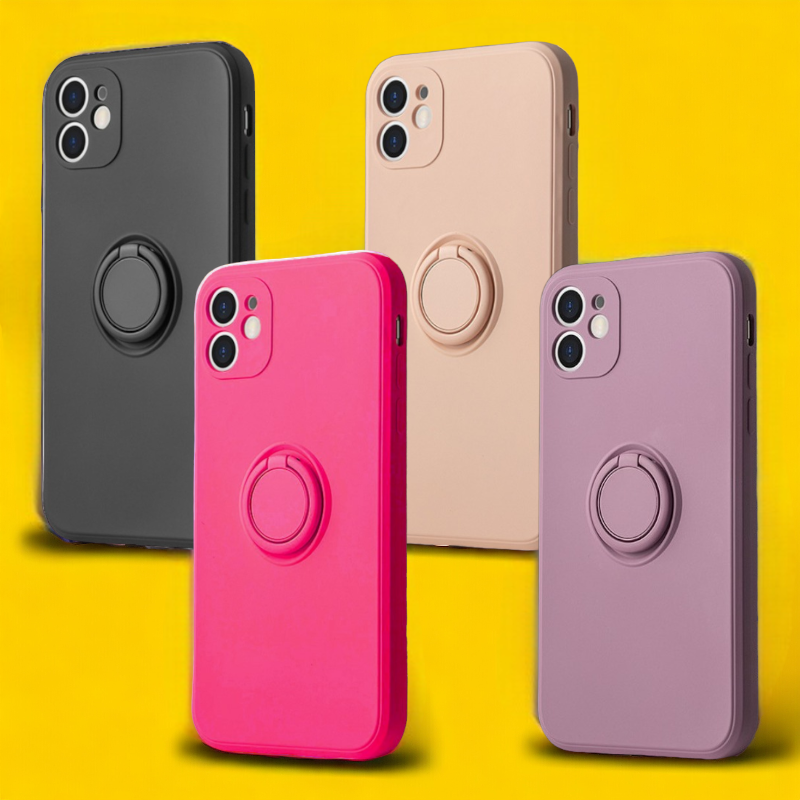 Silikonski ovitek "Silicone Ring" z držalom za Samsung Galaxy S22 Plus – Vennus – Črna / TPU silikon