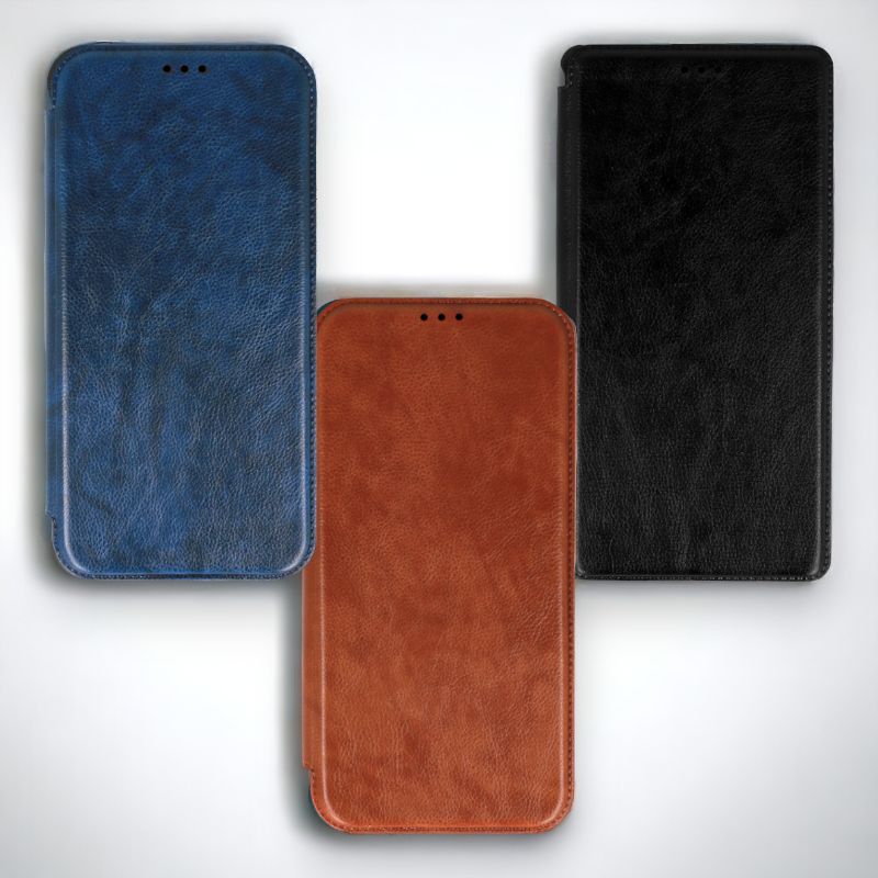 Preklopna torbica "Razor Leather" za Samsung Galaxy A52s – Infostyle – Črna / Ekološko usnje + TPU silikon