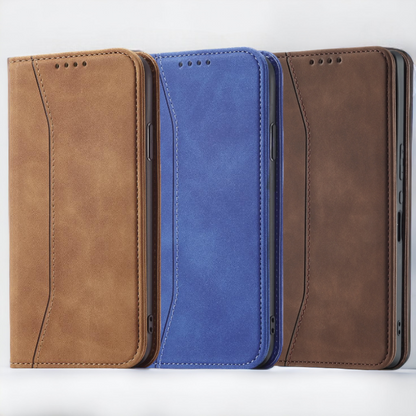 Preklopna torbica ''Leather'' za Samsung Galaxy S22 Ultra – Infostyle – Temno modra / Ekološko usnje + TPU silikon