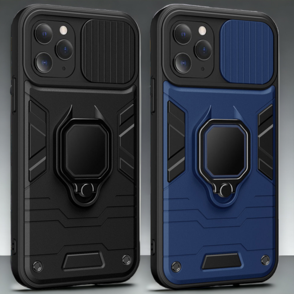 Silikonski ovitek "ring lens" za Samsung Galaxy S22 Plus – Infostyle – Črna / PC + TPU silikon