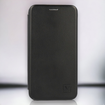 Preklopna torbica "Magnum" za Samsung Galaxy A04 - Črna – Vennus – Črna / Ekološko usnje + TPU silikon