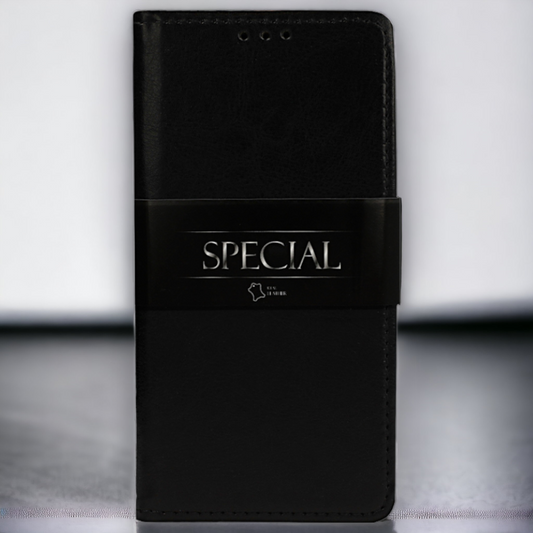 Preklopna torbica "special" za Samsung Galaxy A32 4G - Črna – Infostyle – Črna / Naravno usnje + TPU silikon