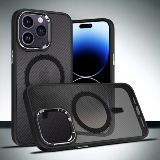 Ovitek "Magnetic Carbon - MagSafe" za iPhone 15 Pro Max – Tel Protect – Črna / PC + TPU silikon
