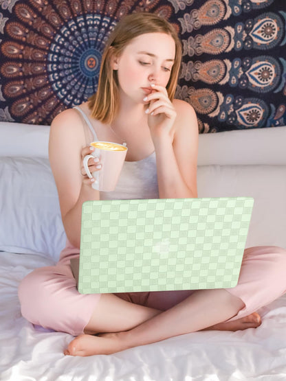 Zaščitni Ovitek za Apple MacBook Air 13,6 M2/M3 A3113 A2681 – PVC Usnje Tartan z Zaščito Tipkovnice Zelen