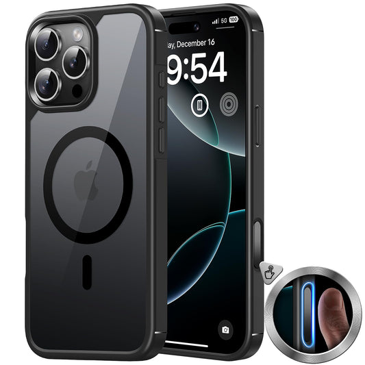 TAURI MagSafe ovitek za iPhone 16 Pro prozorna črna magnetni zaščitni ovitek