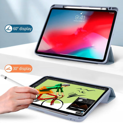 Ovitek za iPad Air 11 M2 2024 / iPad Pro 11 – Prozoren Zadnji Pokrov z Držalom za Pisalo, Sivo-Moder