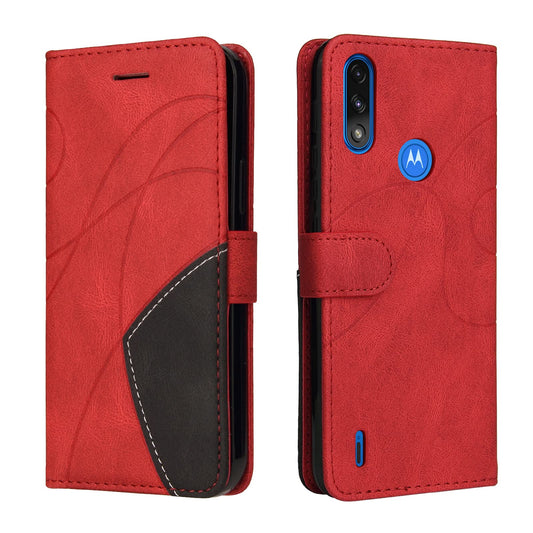 Preklopna torbica za Motorola Moto E7 iz umetnega usnja – rdeča