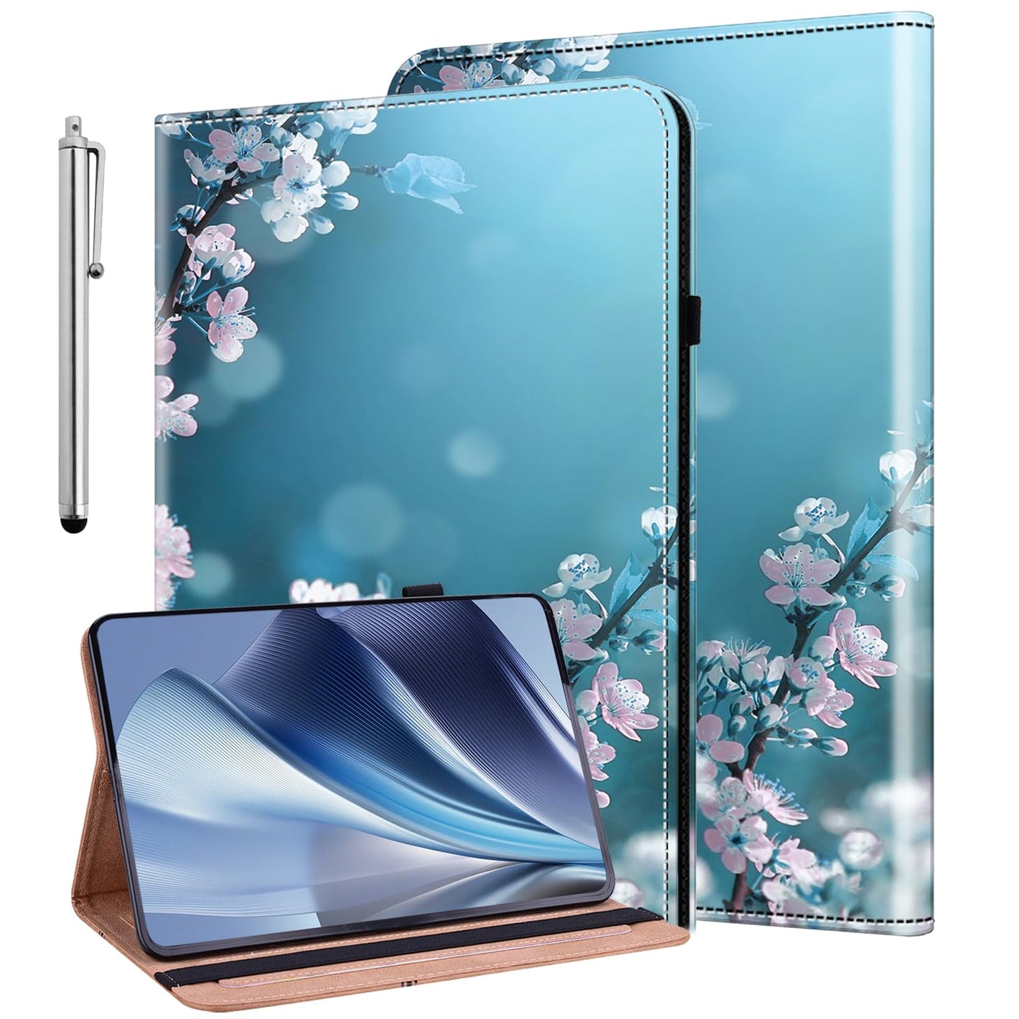 KEDBBAO ovitek za Lenovo Tab M10 3rd Gen 10.1 - PU usnjen ovitek z držalom za pisalo Plum Blossom