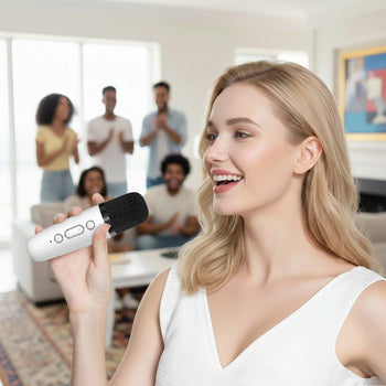 Blavec WS-07 Karaoke Party Bluetooth zvočnik 5W z 2 mikrofonoma - bel