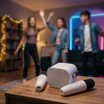 Blavec WS-07 Karaoke Party Bluetooth zvočnik 5W z 2 mikrofonoma - bel