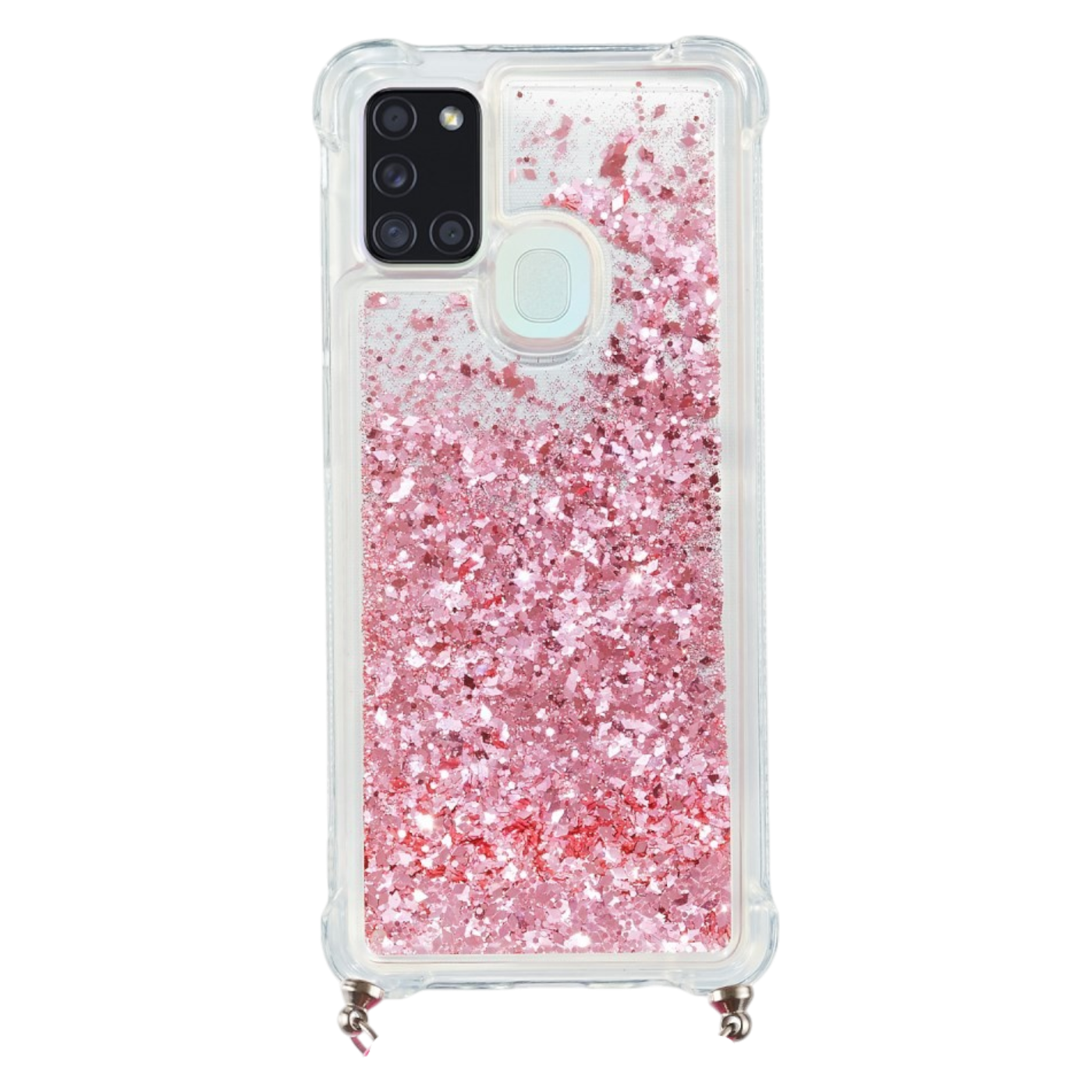 Glitter ovitek z vrvico za Samsung Galaxy A21s – vijoličen bleščeč etui