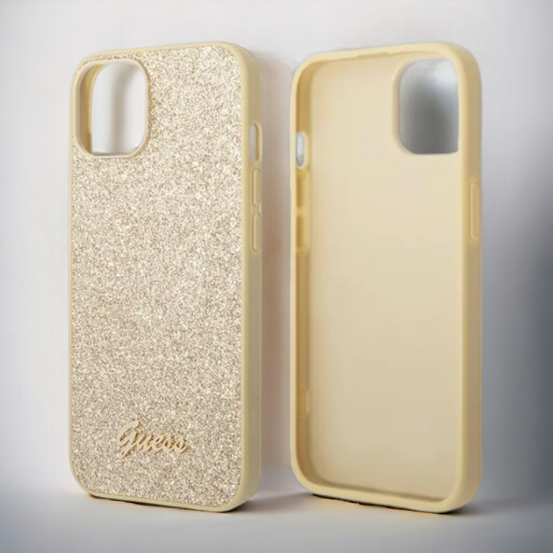 Ovitek Guess "Glitter Gold" za iPhone 14 Pro (GUHCP14LHGGSHD)